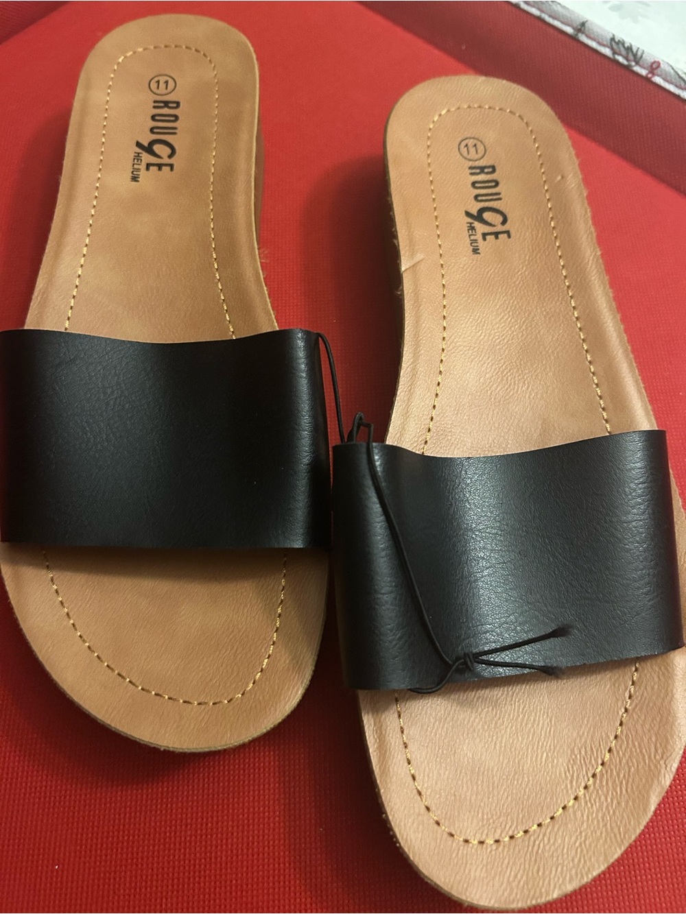 Rouge Helium Black and Tan Slide Sandals for Women